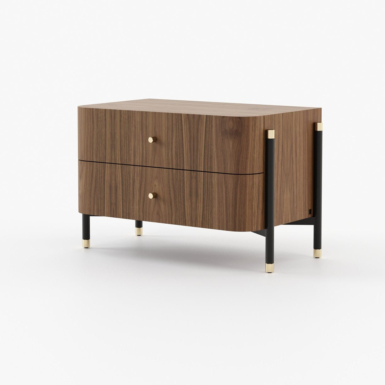 Laskasas ROSIE Bedside Cabinet & Table Walnut Veneer Matte - Araco Interiors