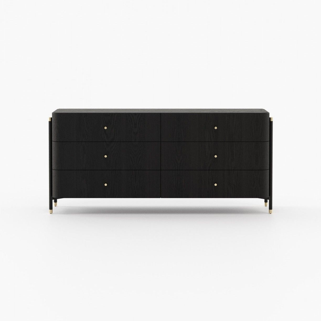 Laskasas ROSIE Set of 6 Chest of Drawers Black Ash Veneer Matte - Araco Interiors