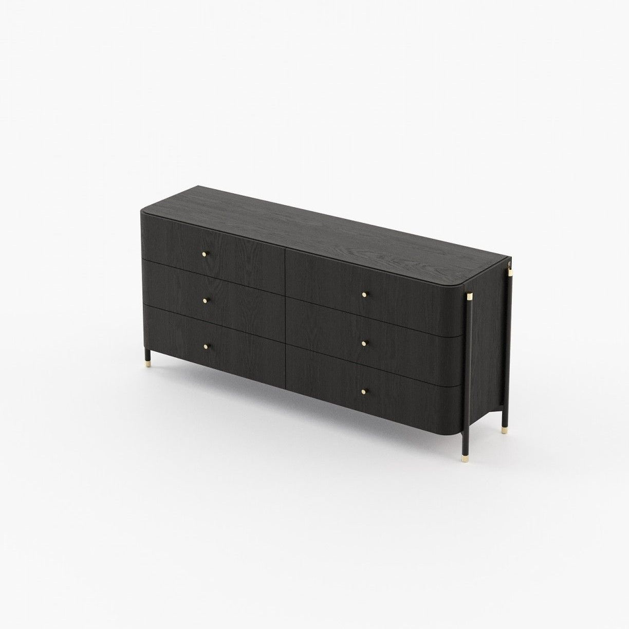 Laskasas ROSIE Set of 6 Chest of Drawers Black Ash Veneer Matte - Araco Interiors