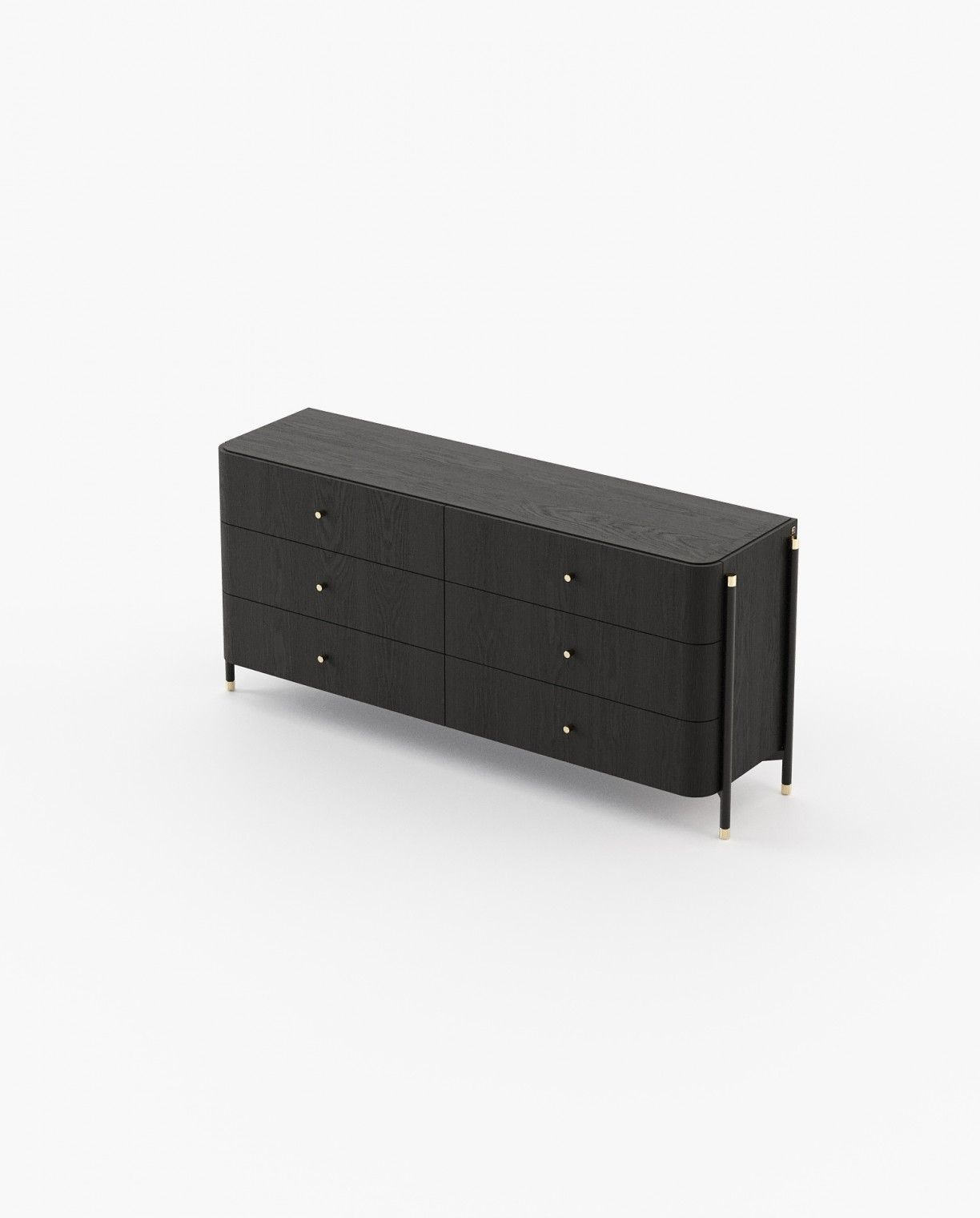 Laskasas ROSIE Set of 6 Chest of Drawers Black Ash Veneer Matte - Araco Interiors