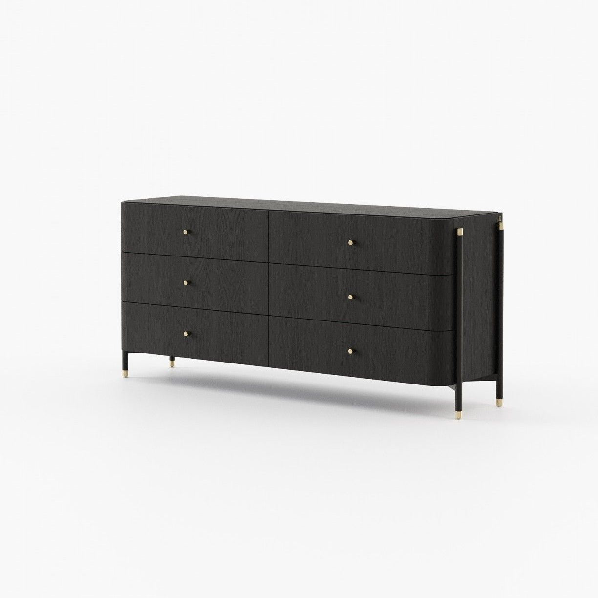 Laskasas ROSIE Set of 6 Chest of Drawers Black Ash Veneer Matte - Araco Interiors