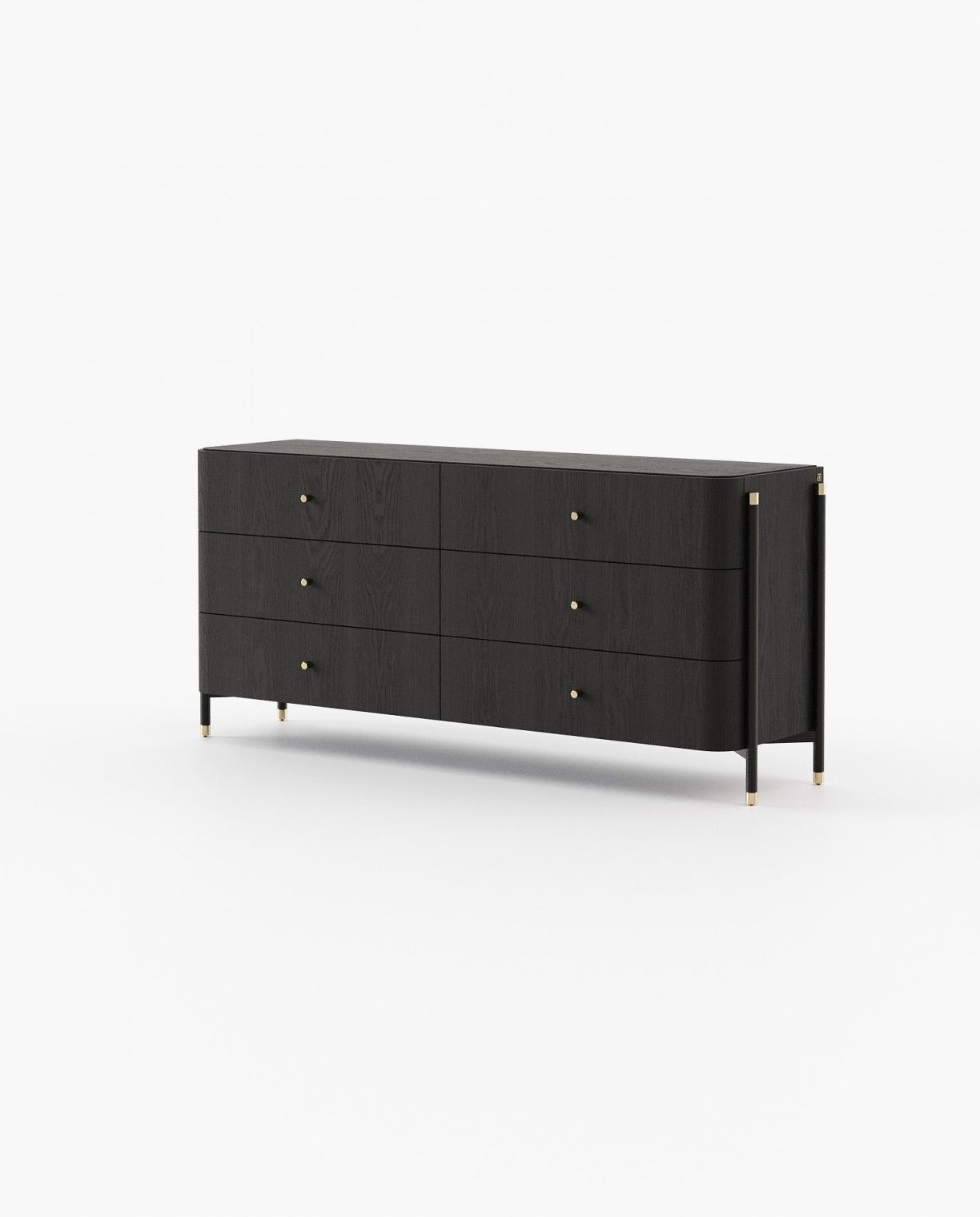Laskasas ROSIE Set of 6 Chest of Drawers Black Ash Veneer Matte - Araco Interiors