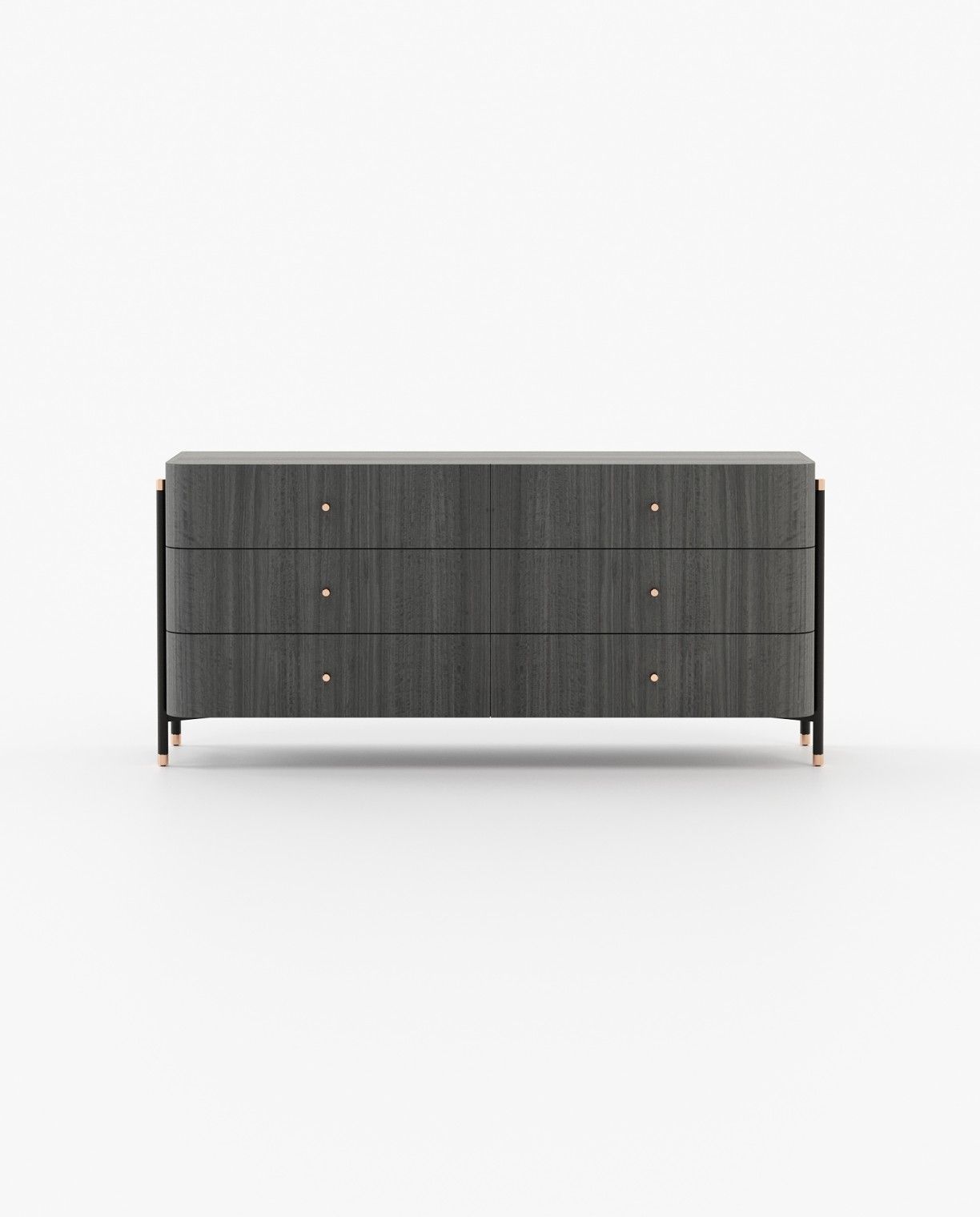 Laskasas ROSIE Set of 6 Chest of Drawers Grey Eucalyptus Veneer Matte - Araco Interiors