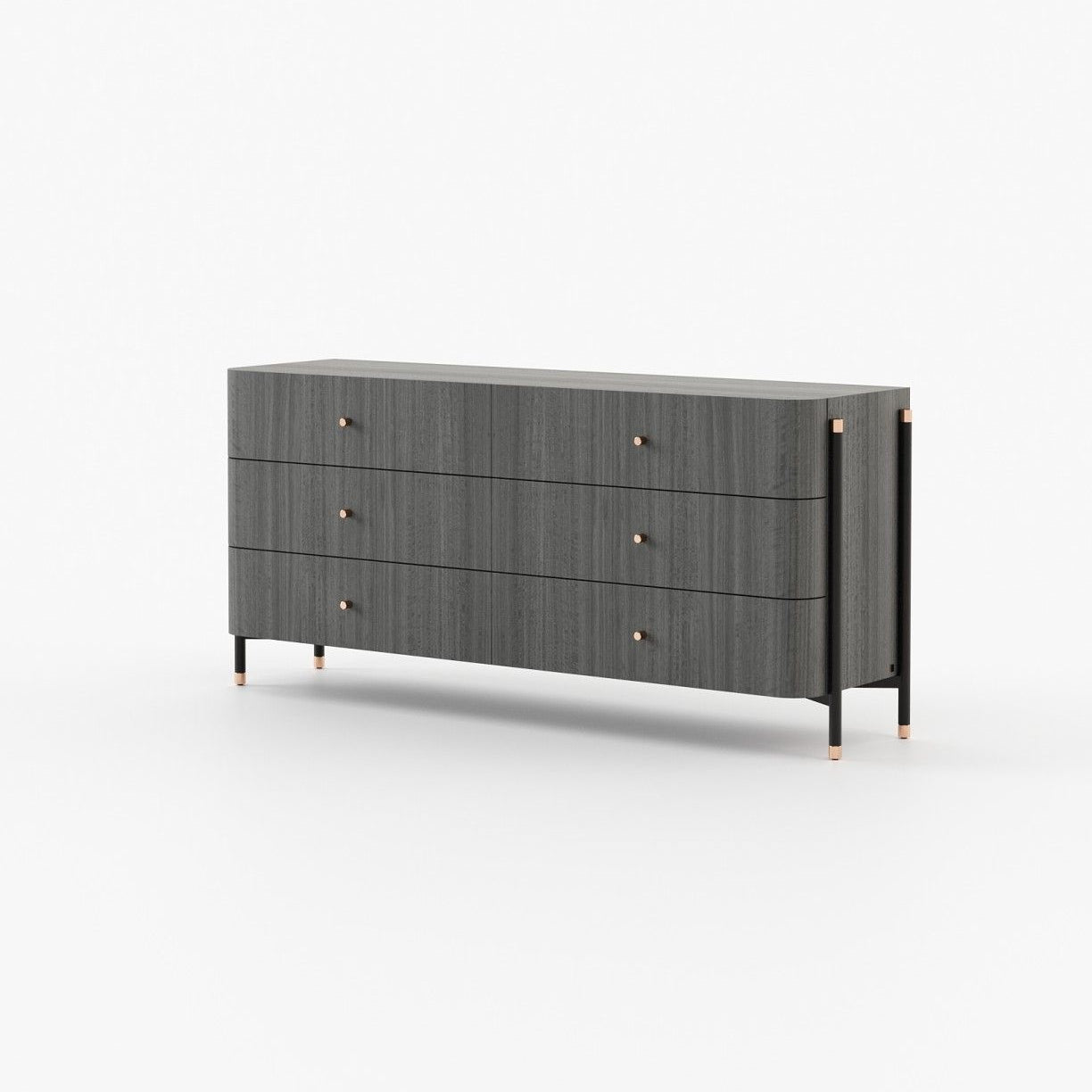 Laskasas ROSIE Set of 6 Chest of Drawers Grey Eucalyptus Veneer Matte - Araco Interiors