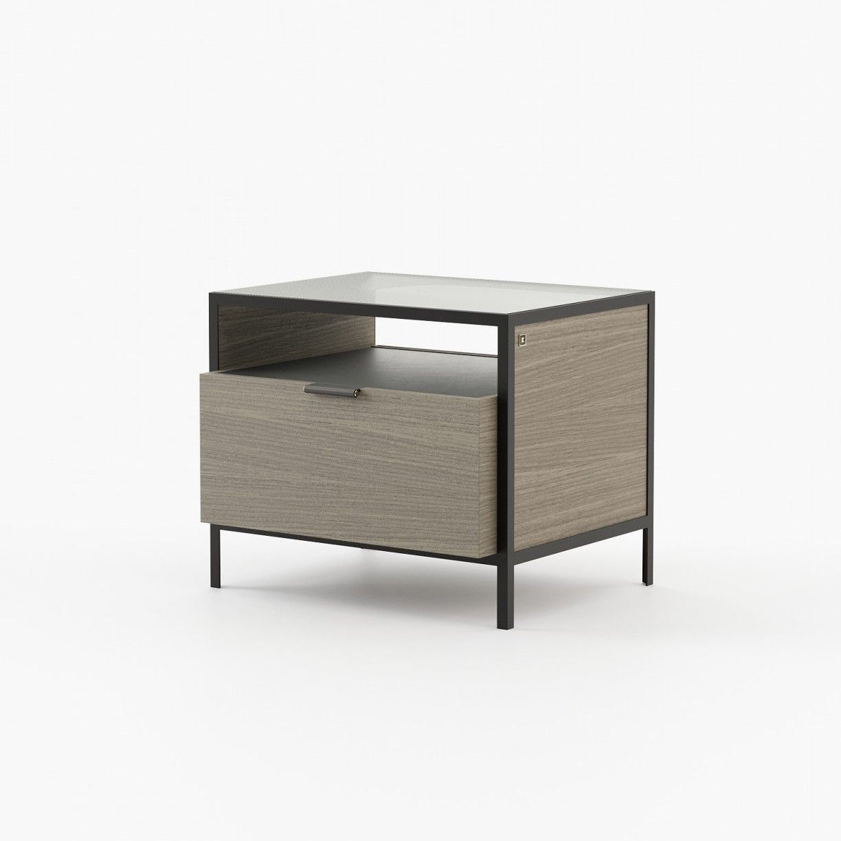 Laskasas ROWLING Bedside Cabinet & Table Aged Oak Veneer Matte - Araco Interiors