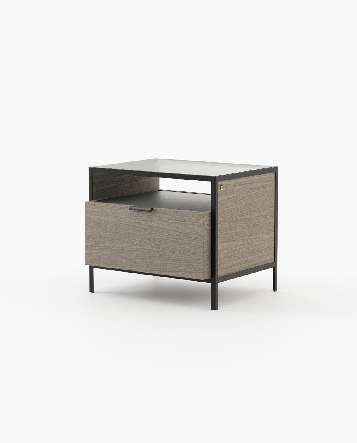 Laskasas ROWLING Bedside Cabinet & Table Aged Oak Veneer Matte - Araco Interiors