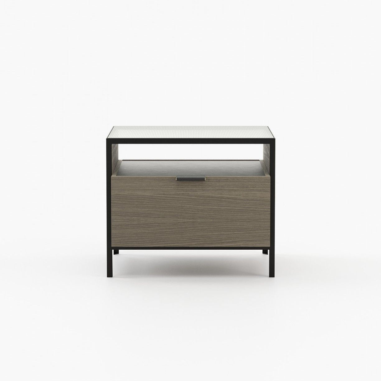 Laskasas ROWLING Bedside Cabinet & Table Aged Oak Veneer Matte - Araco Interiors