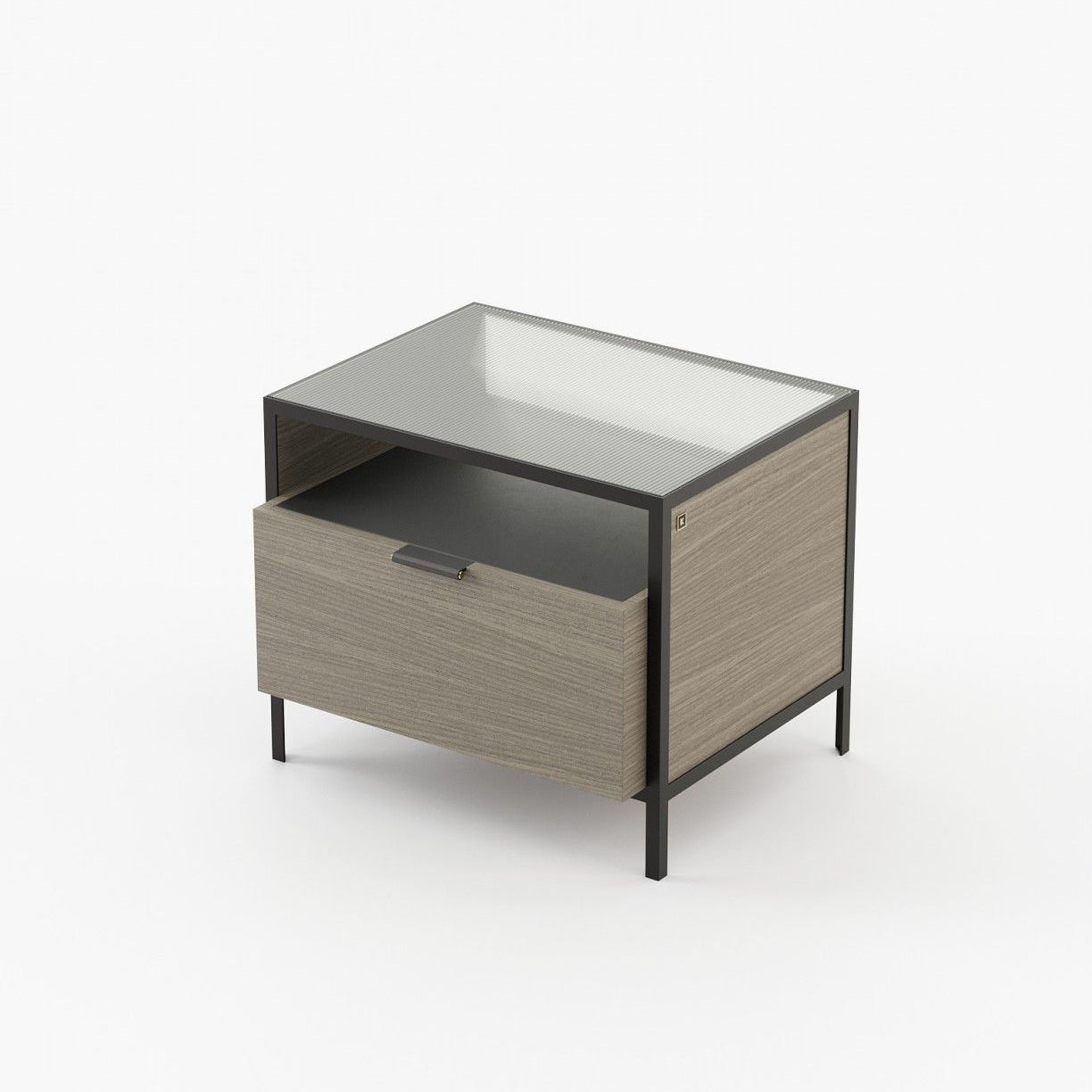 Laskasas ROWLING Bedside Cabinet & Table Aged Oak Veneer Matte - Araco Interiors