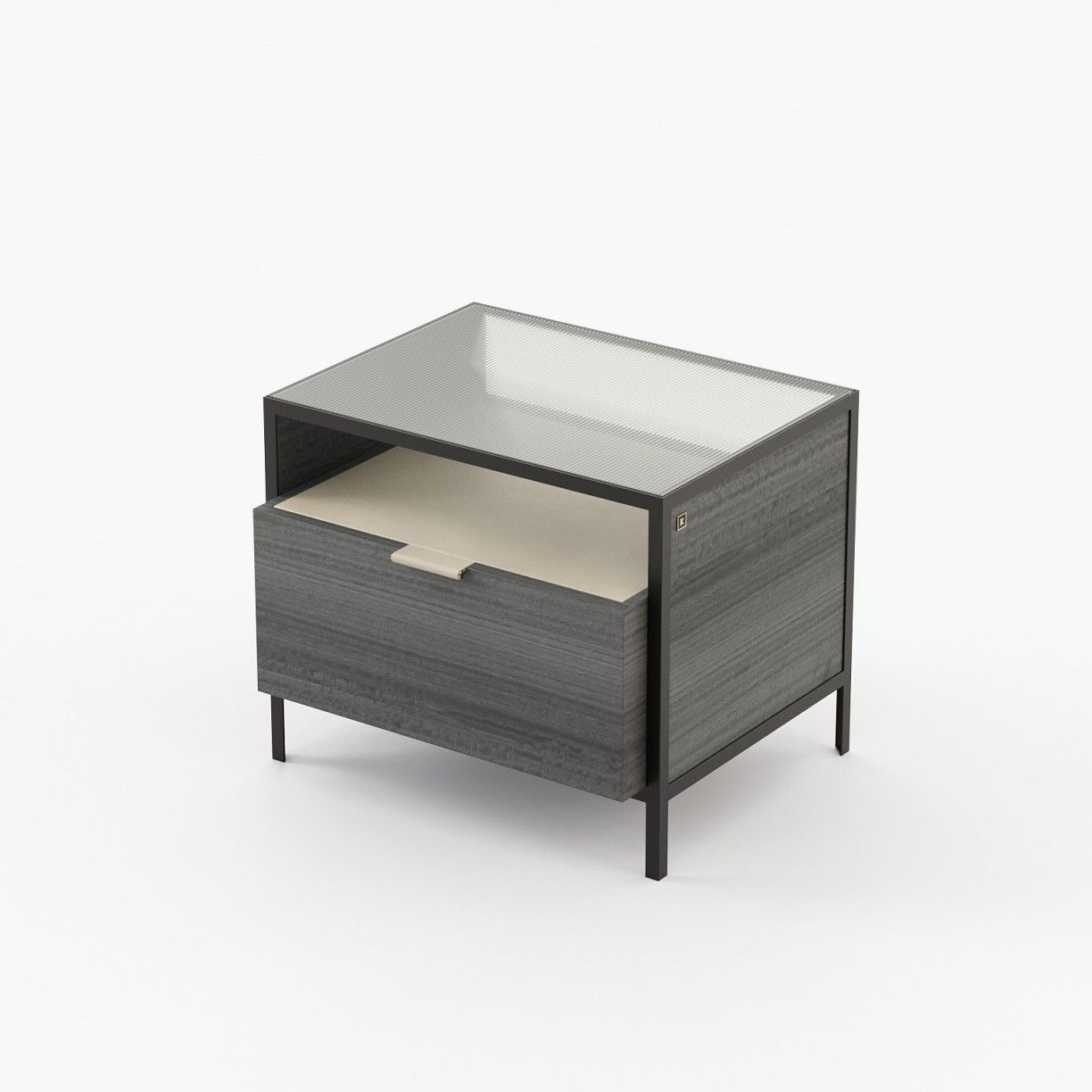 Laskasas ROWLING Bedside Cabinet & Table Grey Eucalyptus Veneer Matte - Araco Interiors