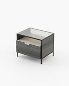 Laskasas ROWLING Bedside Cabinet & Table Grey Eucalyptus Veneer Matte - Araco Interiors