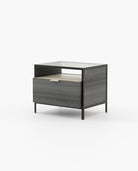 Laskasas ROWLING Bedside Cabinet & Table Grey Eucalyptus Veneer Matte - Araco Interiors