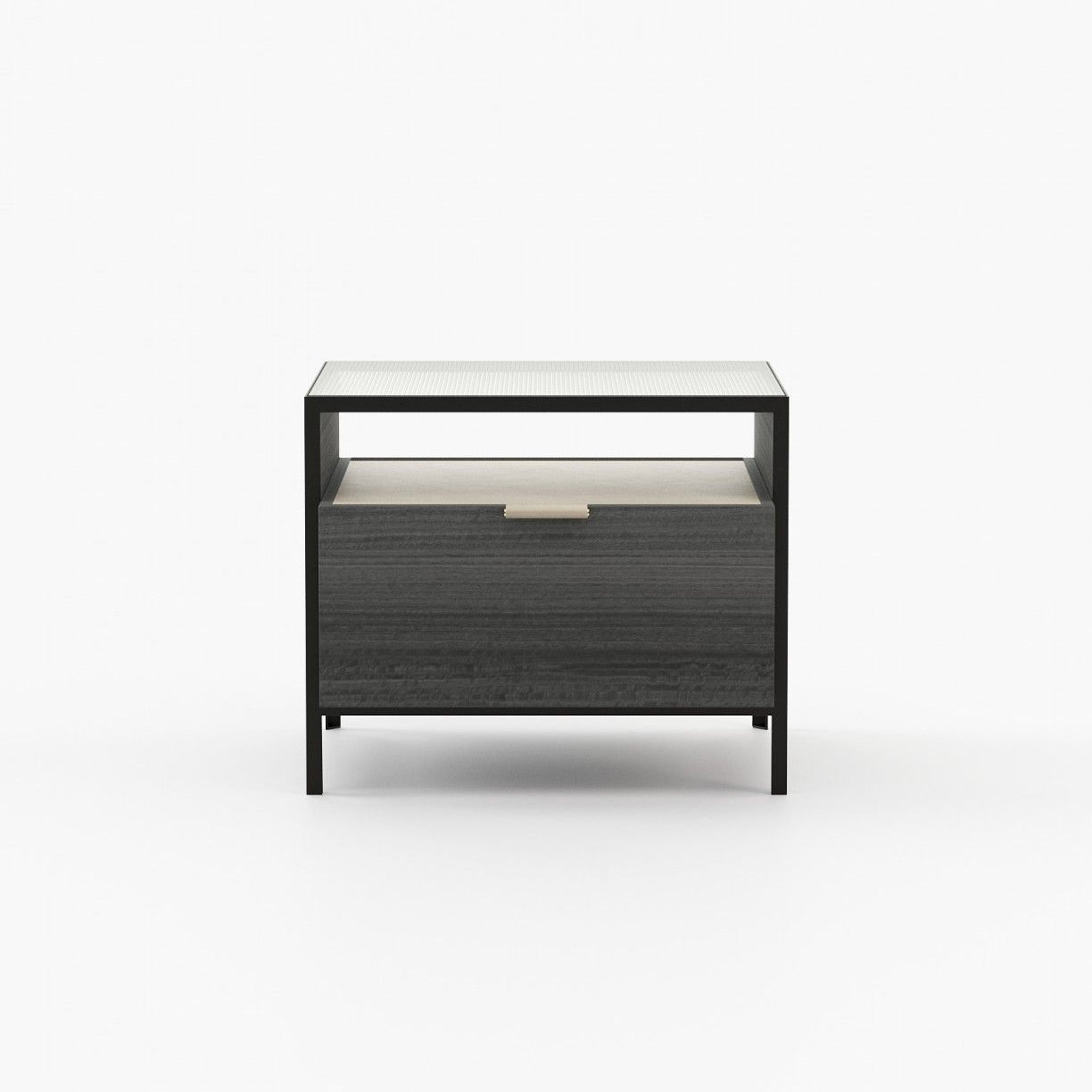 Laskasas ROWLING Bedside Cabinet & Table Grey Eucalyptus Veneer Matte - Araco Interiors