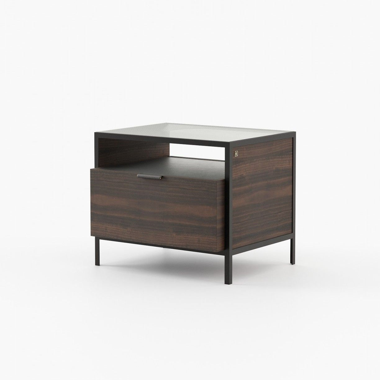 Laskasas ROWLING Bedside Cabinet & Table Smoked Eucalyptus Veneer Matte - Araco Interiors