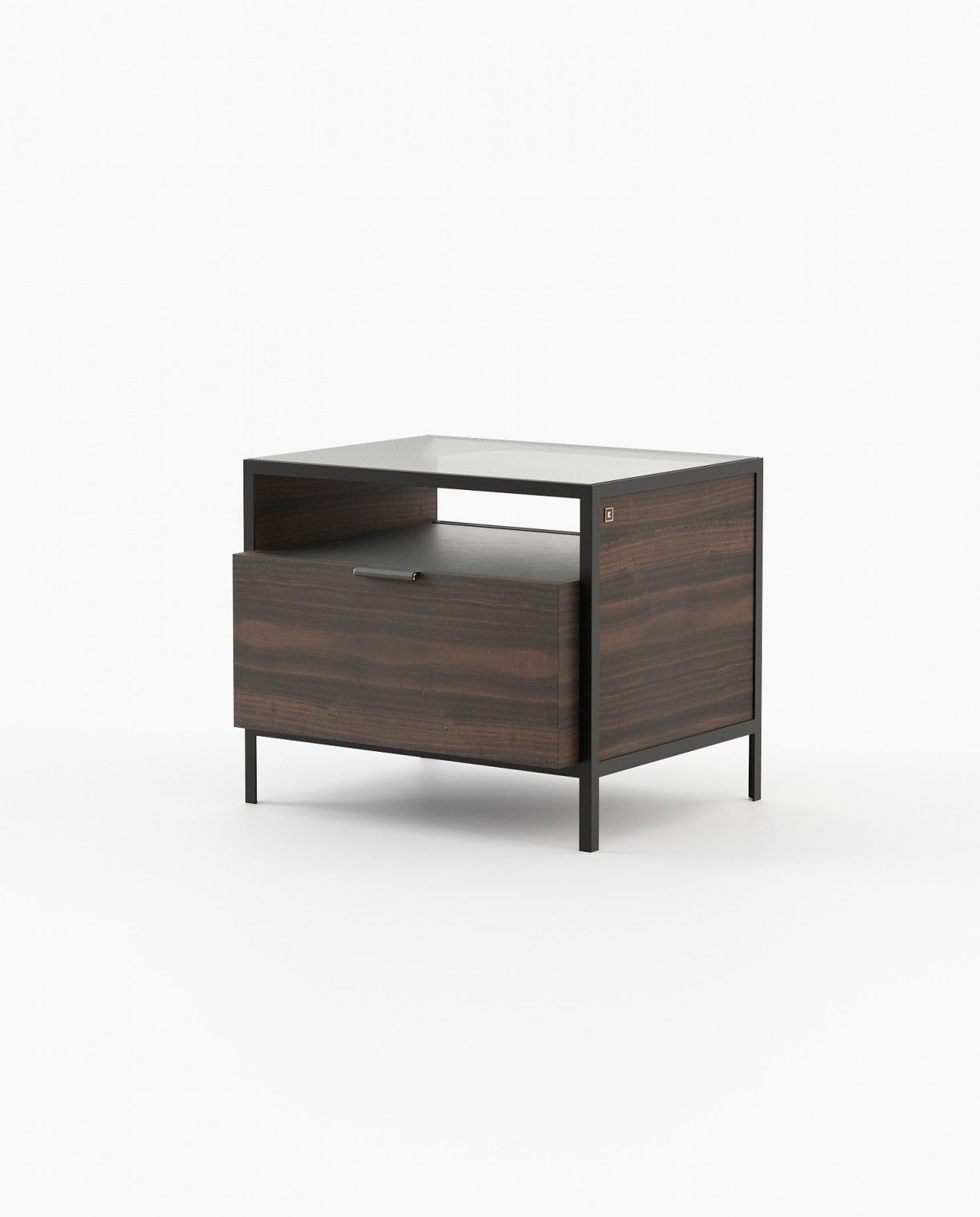 Laskasas ROWLING Bedside Cabinet & Table Smoked Eucalyptus Veneer Matte - Araco Interiors