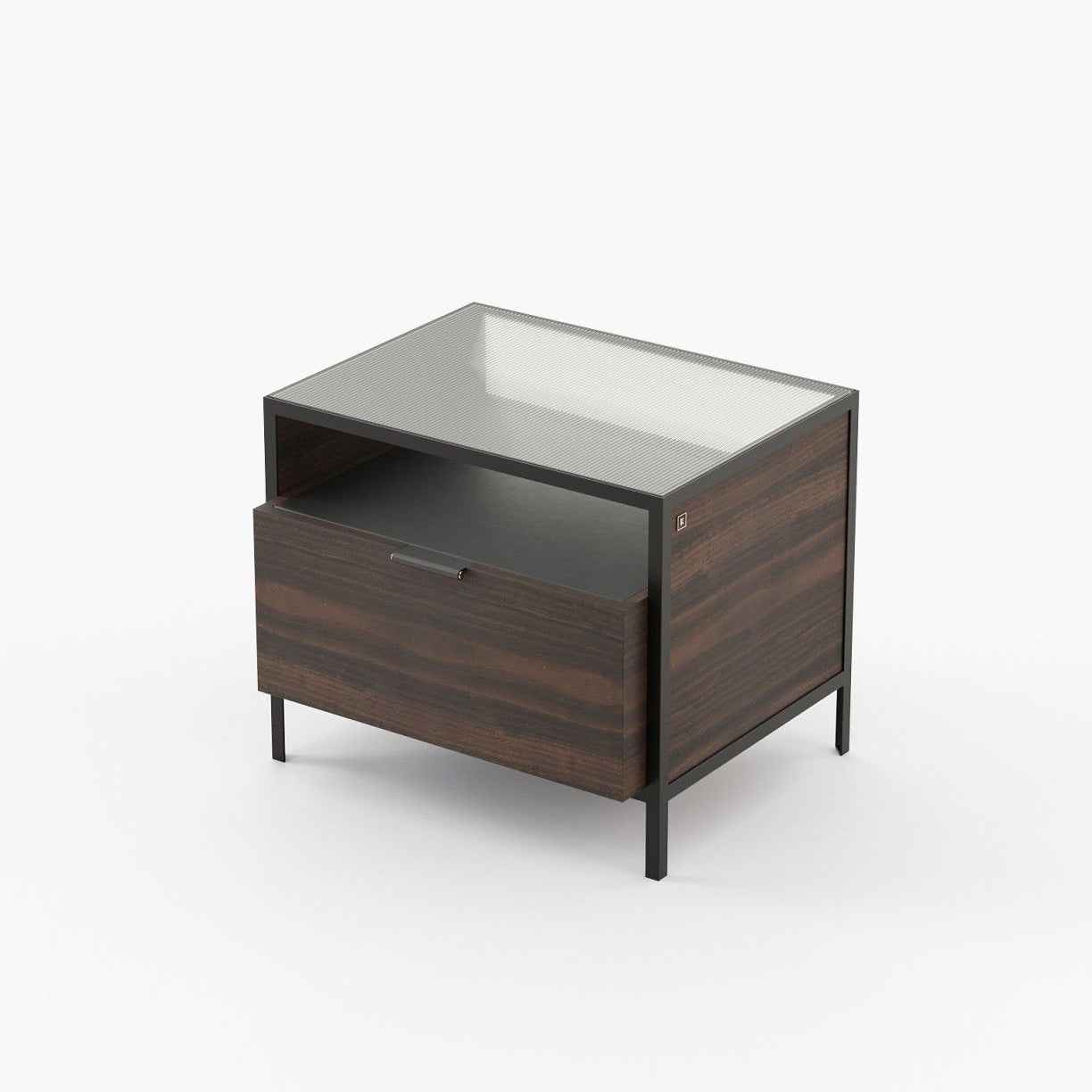 Laskasas ROWLING Bedside Cabinet & Table Smoked Eucalyptus Veneer Matte - Araco Interiors