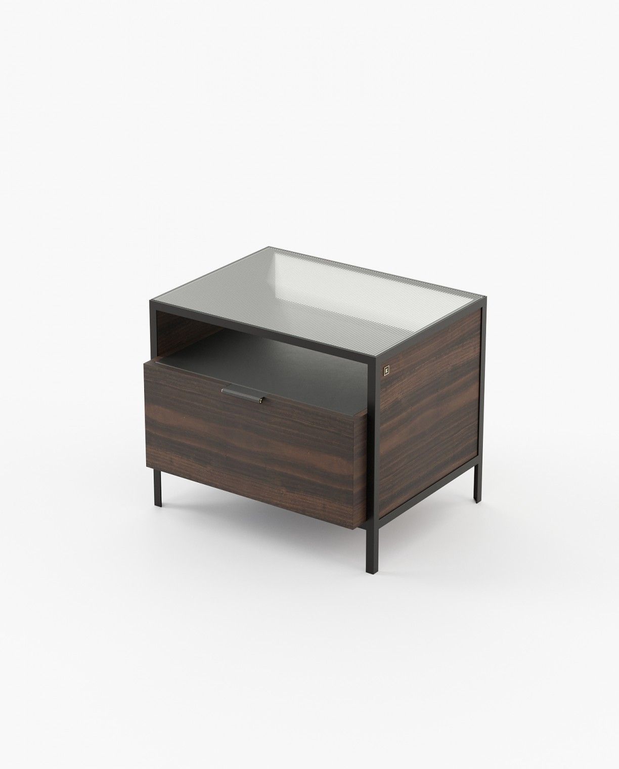 Laskasas ROWLING Bedside Cabinet & Table Smoked Eucalyptus Veneer Matte - Araco Interiors