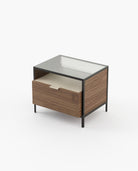 Laskasas ROWLING Bedside Cabinet & Table Walnut Veneer Matte - Araco Interiors