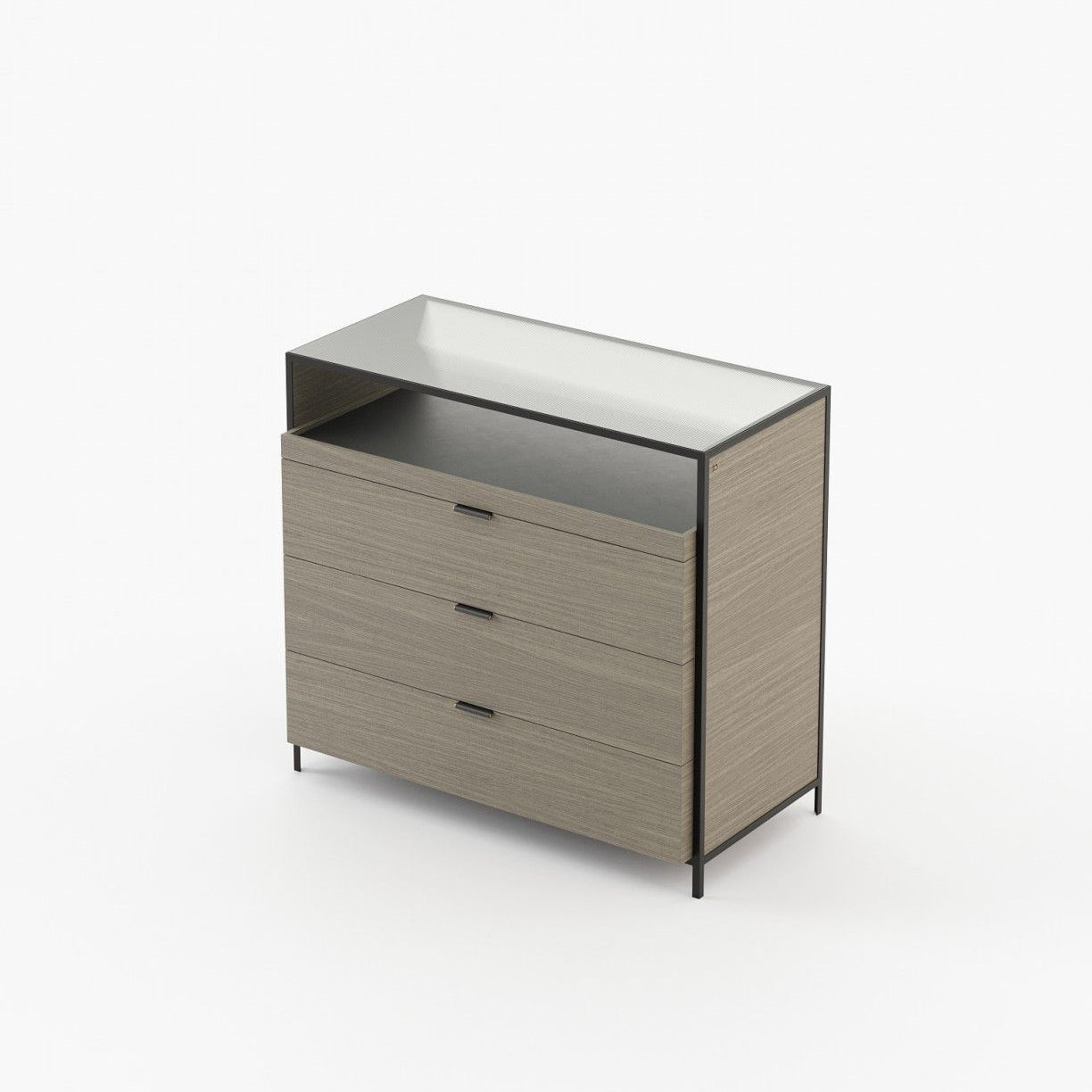 Laskasas ROWLING Set of 3 Chest of Drawers Aged Oak Veneer Matte - Araco Interiors