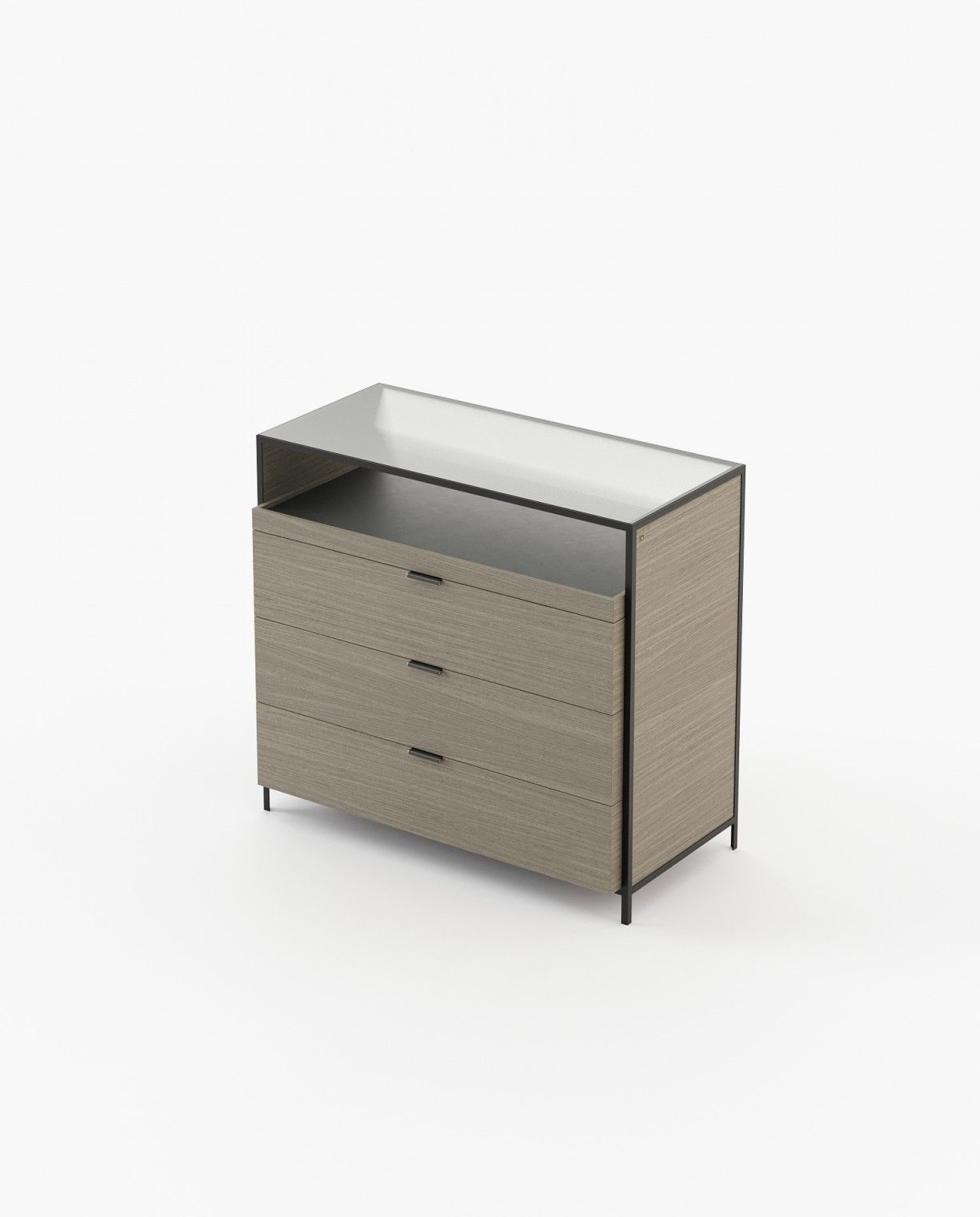 Laskasas ROWLING Set of 3 Chest of Drawers Aged Oak Veneer Matte - Araco Interiors