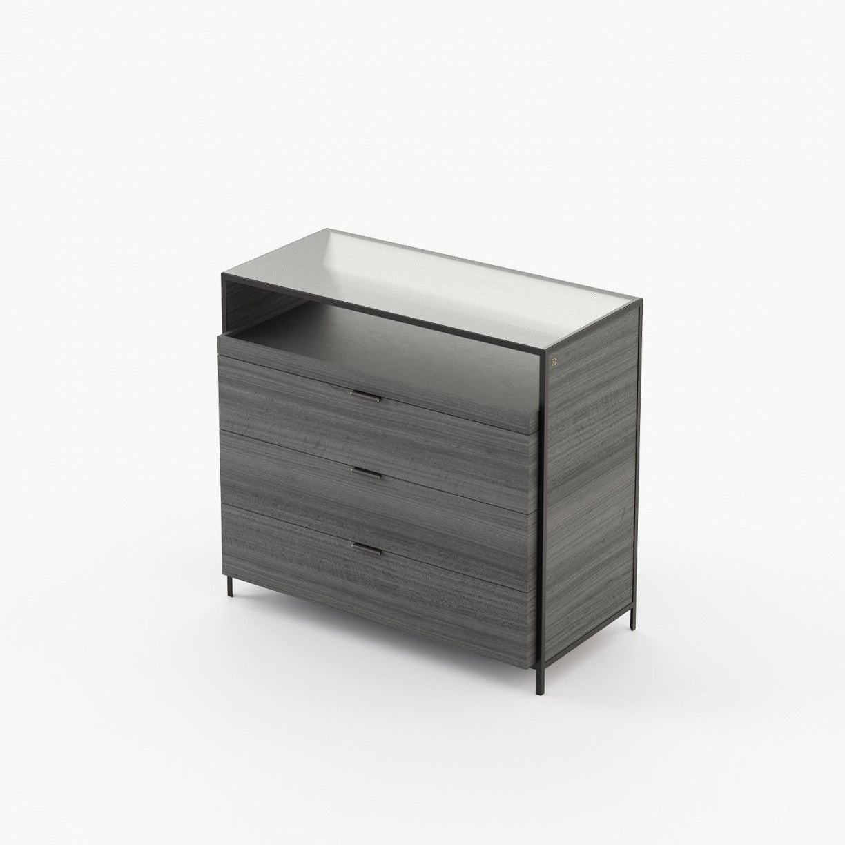 Laskasas ROWLING Set of 3 Chest of Drawers Grey Eucalyptus Veneer Matte - Araco Interiors