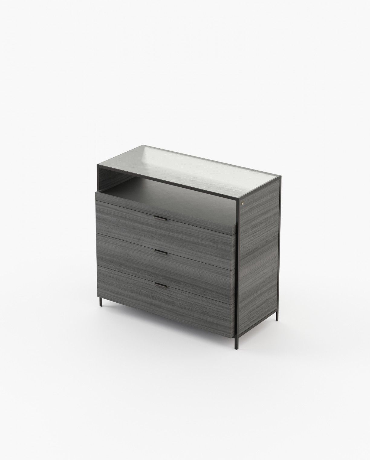 Laskasas ROWLING Set of 3 Chest of Drawers Grey Eucalyptus Veneer Matte - Araco Interiors