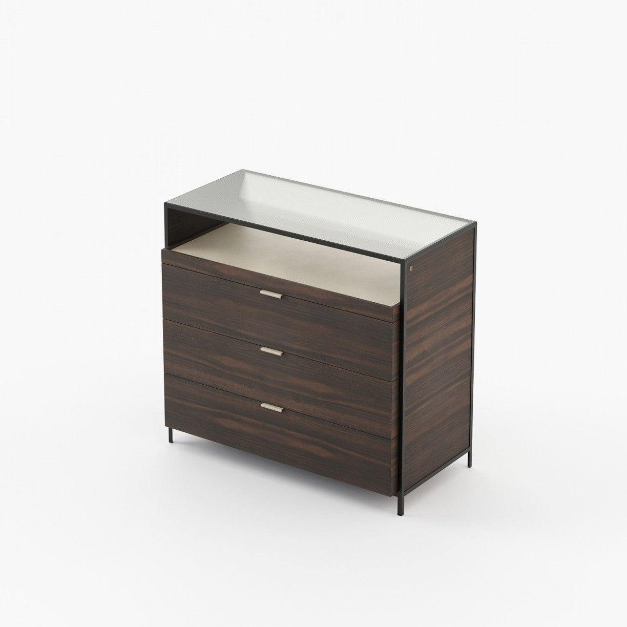 Laskasas ROWLING Set of 3 Chest of Drawers Smoked Eucalyptus Veneer Matte - Araco Interiors