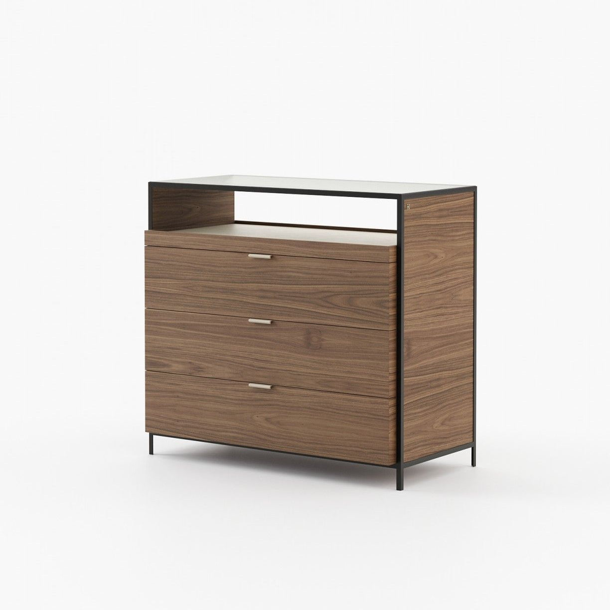 Laskasas ROWLING Set of 3 Chest of Drawers Walnut Veneer Matte - Araco Interiors