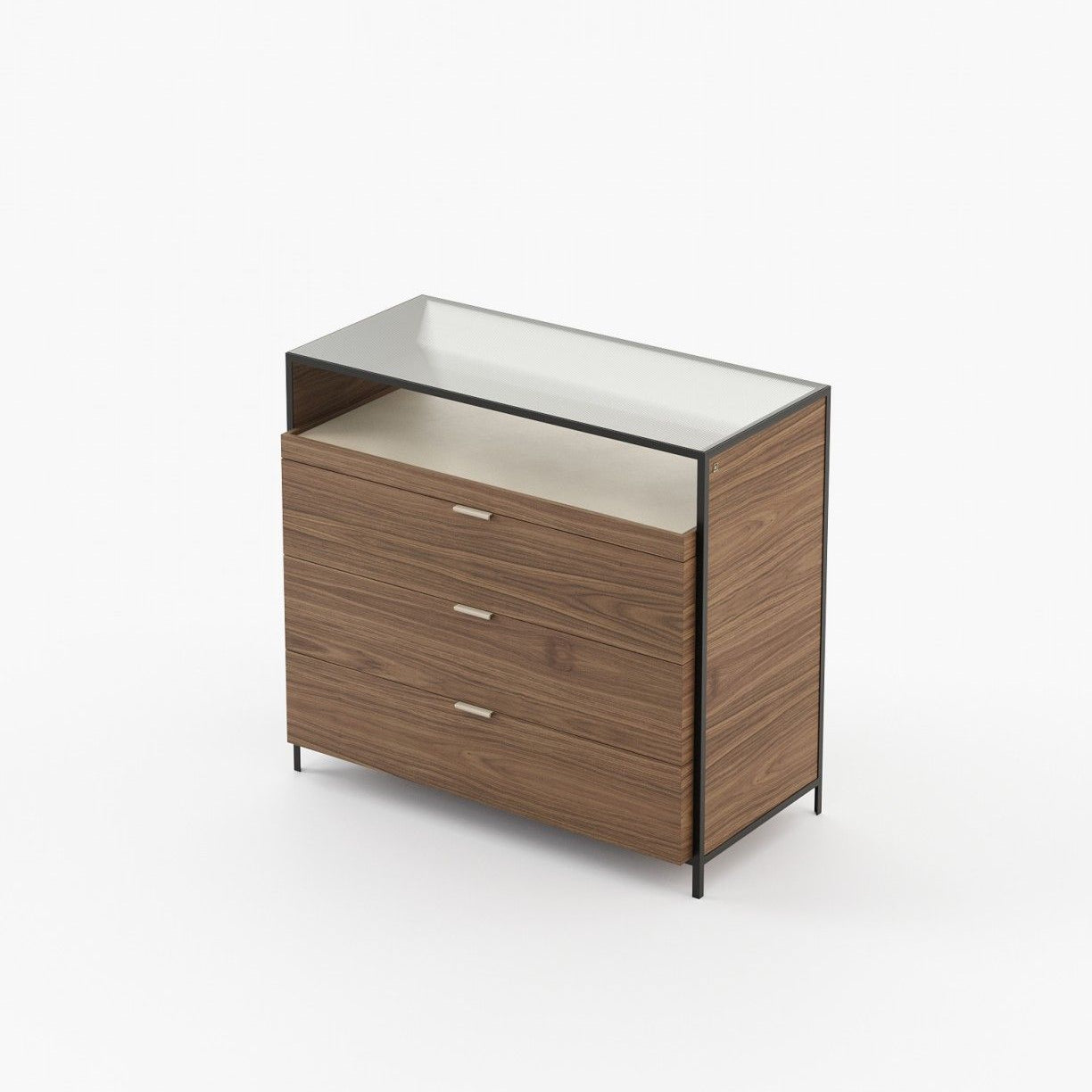 Laskasas ROWLING Set of 3 Chest of Drawers Walnut Veneer Matte - Araco Interiors