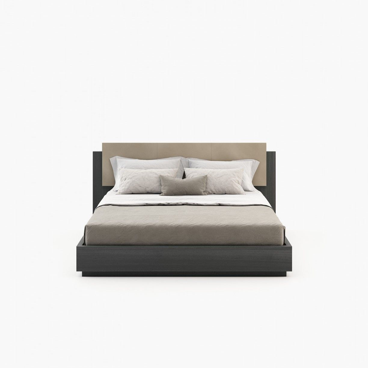 Laskasas TERI Bed & Headboard Grey Eucalyptus Veneer Matte - Araco Interiors