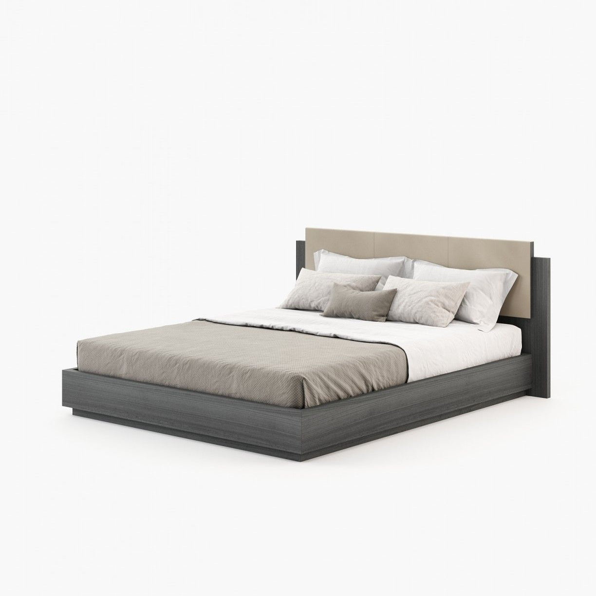 Laskasas TERI Bed & Headboard Grey Eucalyptus Veneer Matte - Araco Interiors