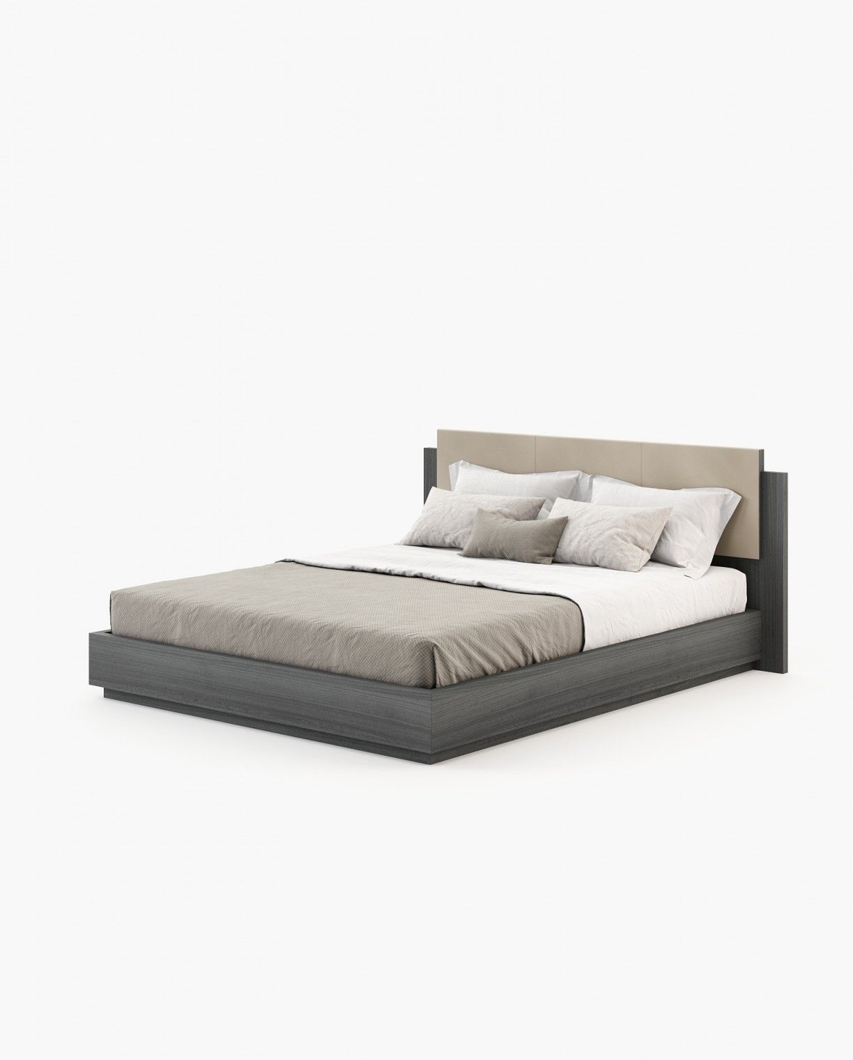 Laskasas TERI Bed & Headboard Grey Eucalyptus Veneer Matte - Araco Interiors