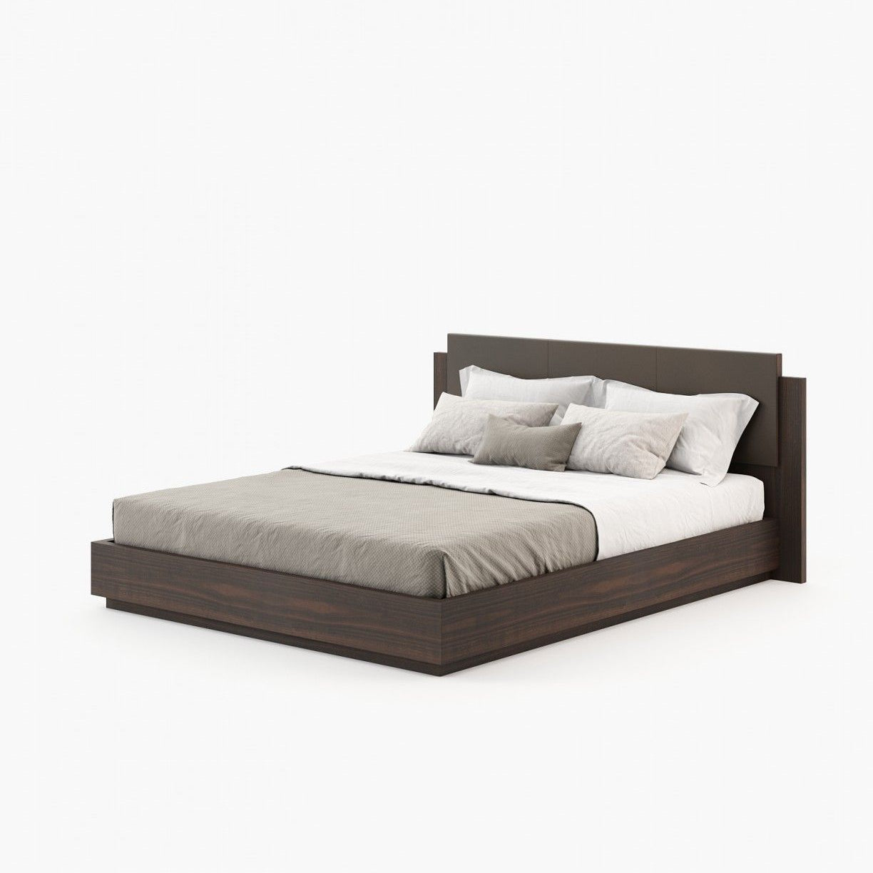 Laskasas TERI Bed & Headboard Smoked Eucalyptus Veneer Matte - Araco Interiors