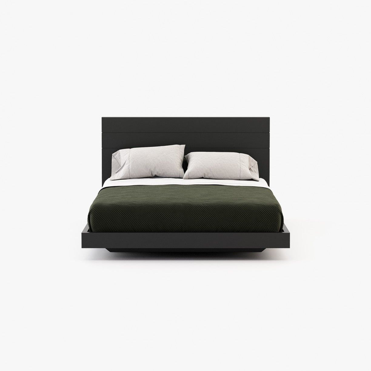 Laskasas USO Bed & Headboard Black Lacquer Matte - Araco Interiors