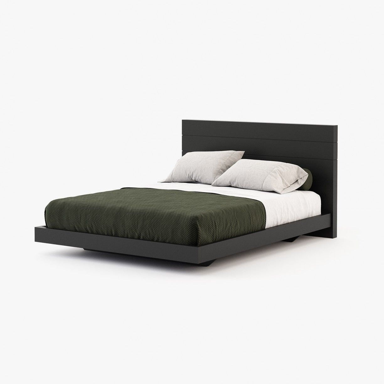 Laskasas USO Bed & Headboard Black Lacquer Matte - Araco Interiors
