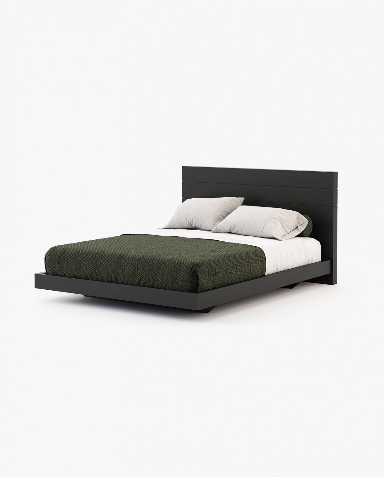 Laskasas USO Bed & Headboard Black Lacquer Matte - Araco Interiors