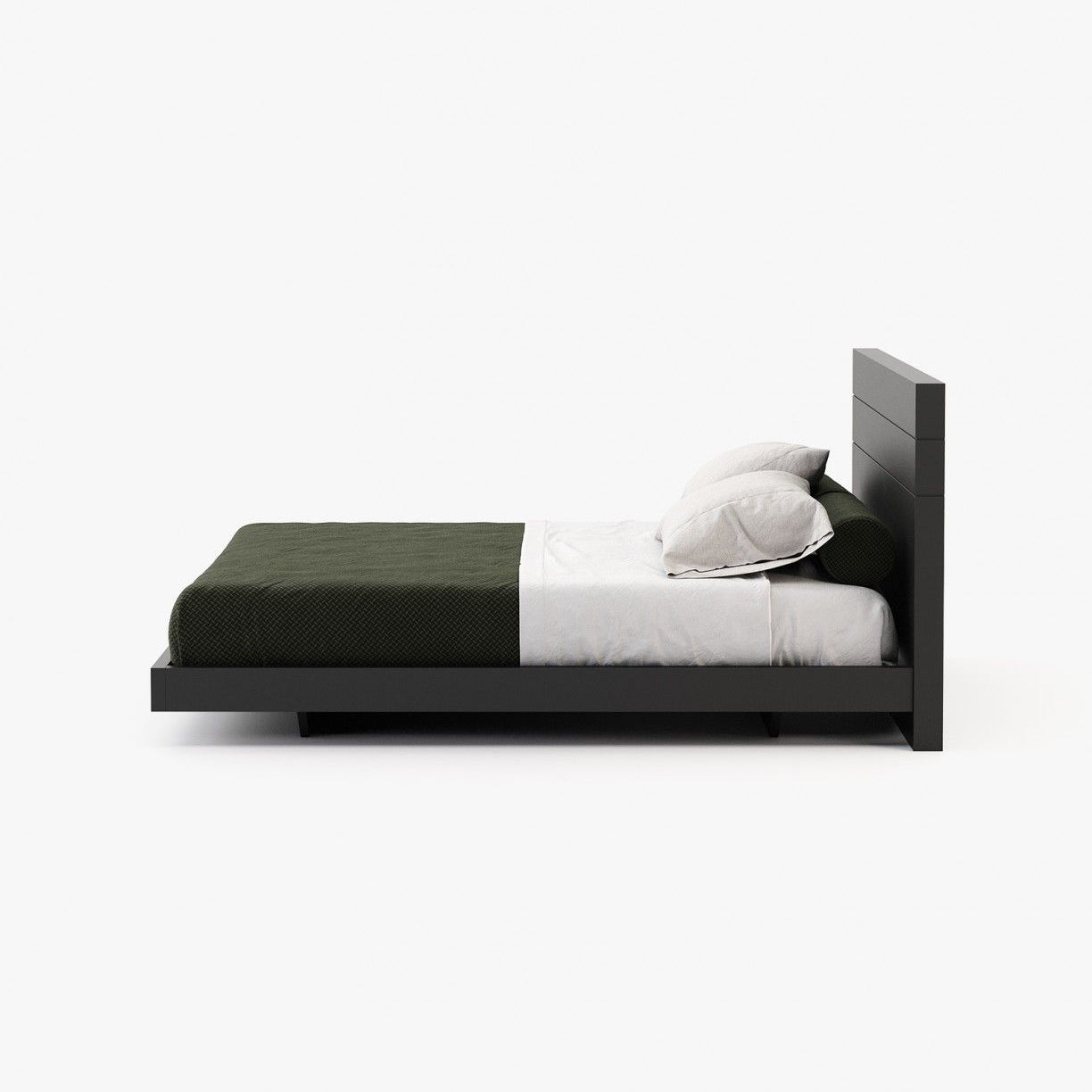Laskasas USO Bed & Headboard Black Lacquer Matte - Araco Interiors