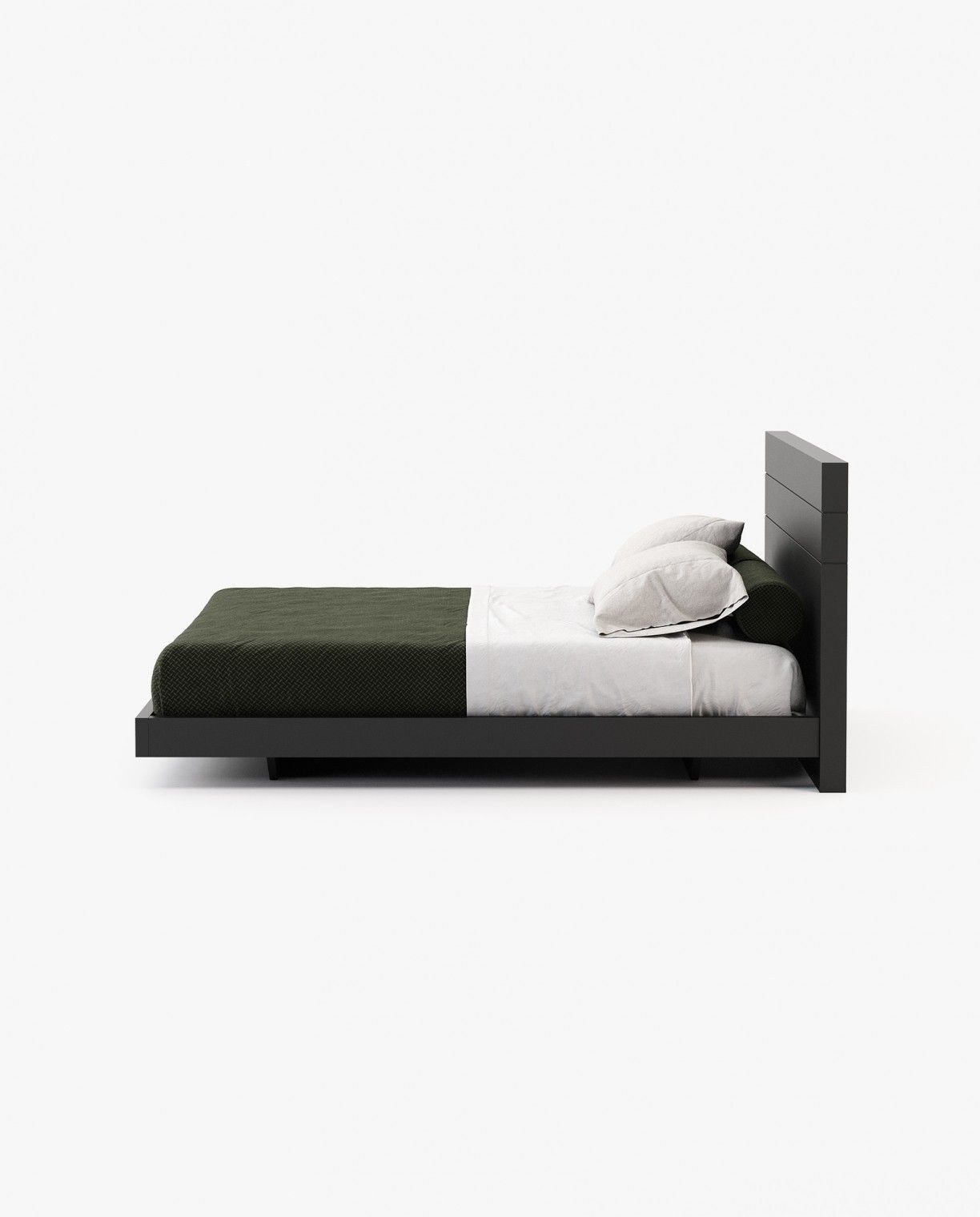 Laskasas USO Bed & Headboard Black Lacquer Matte - Araco Interiors