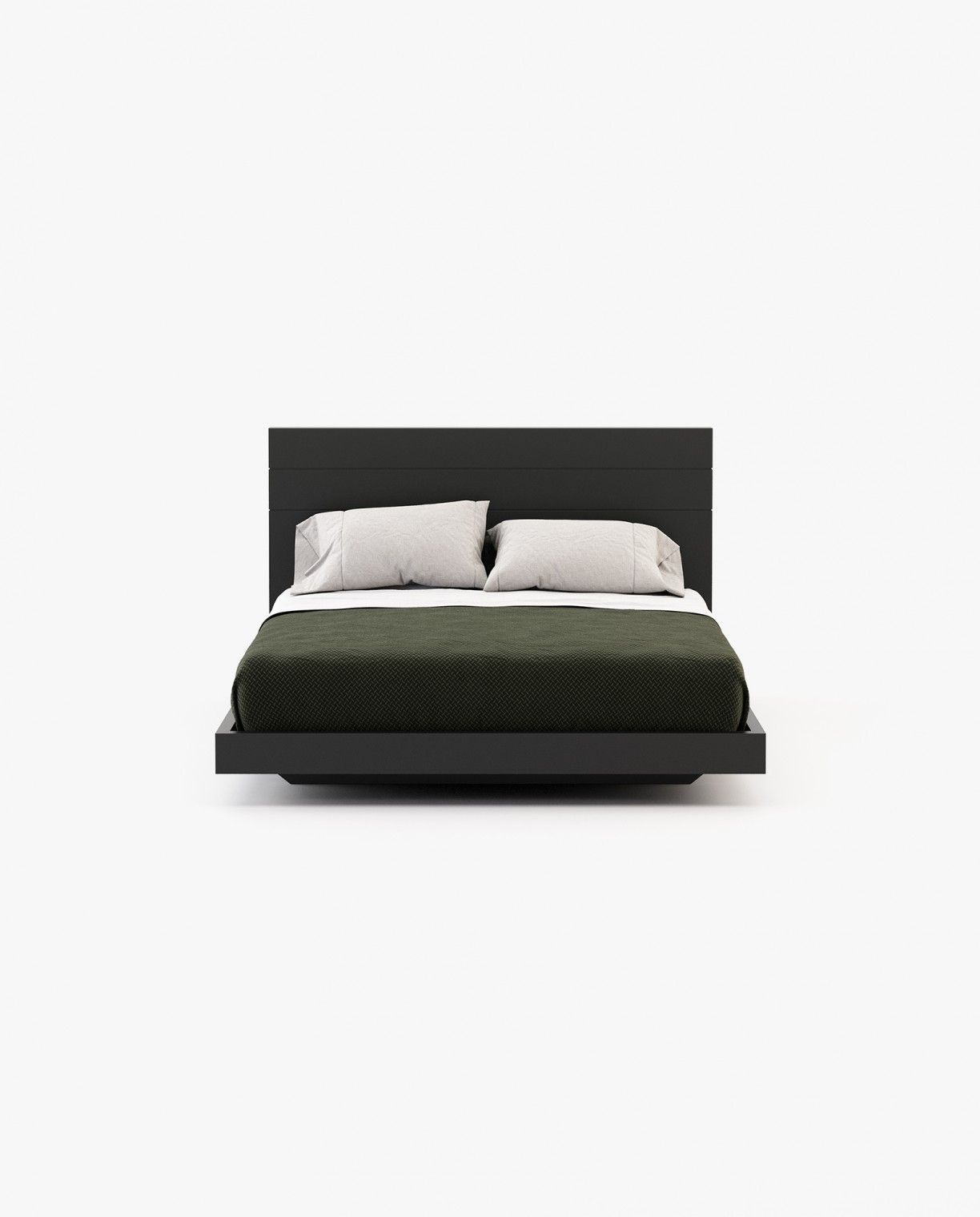 Laskasas USO Bed & Headboard Black Lacquer Matte - Araco Interiors