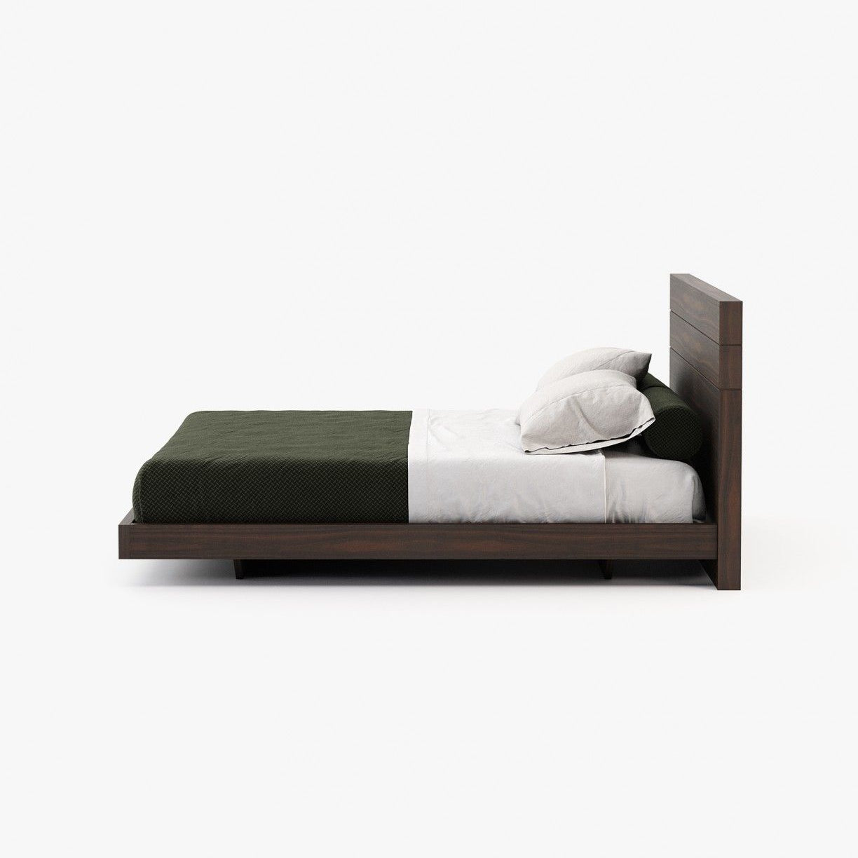 Laskasas USO Bed & Headboard Smoked Eucalyptus Veneer Matte - Araco Interiors