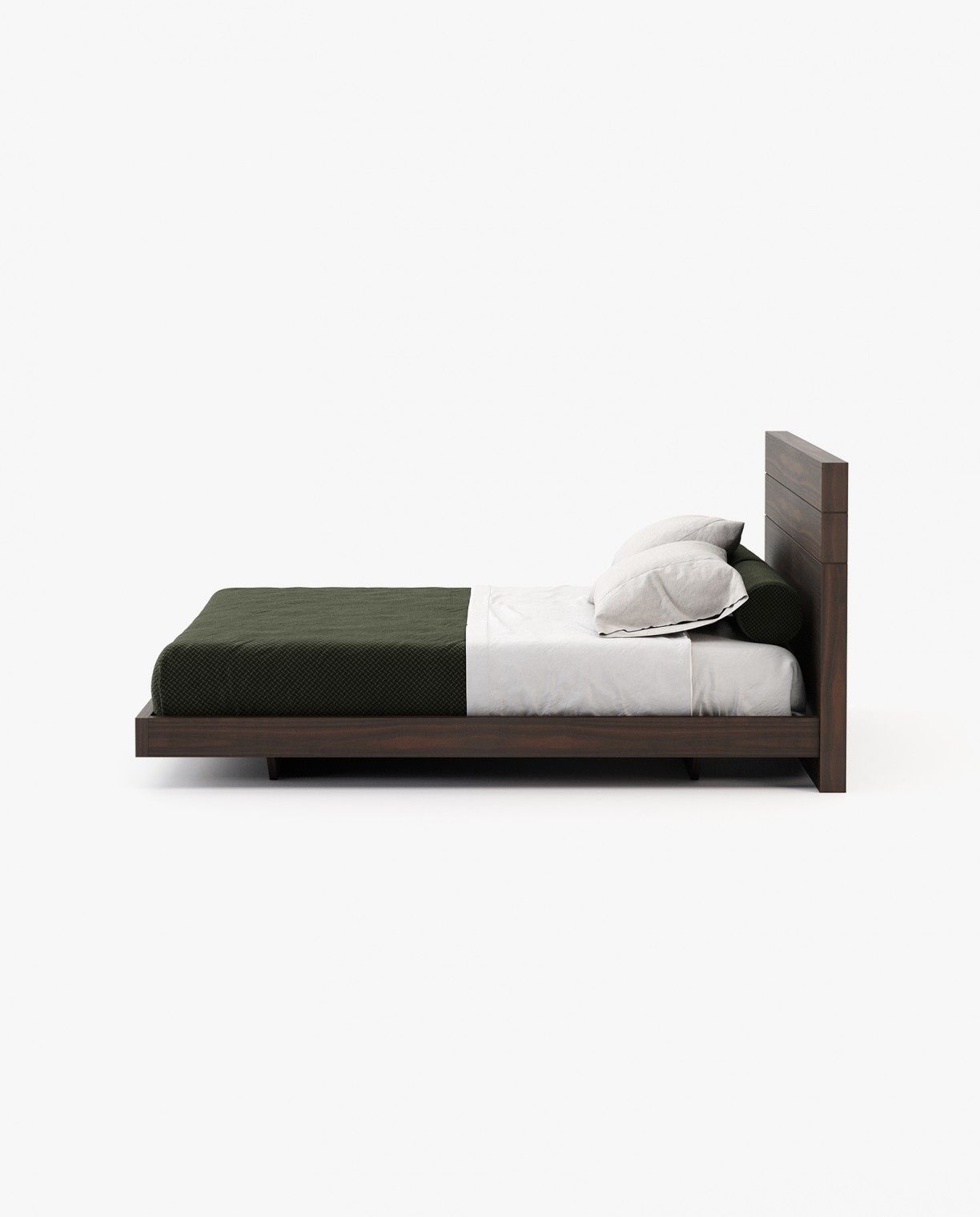 Laskasas USO Bed & Headboard Smoked Eucalyptus Veneer Matte - Araco Interiors