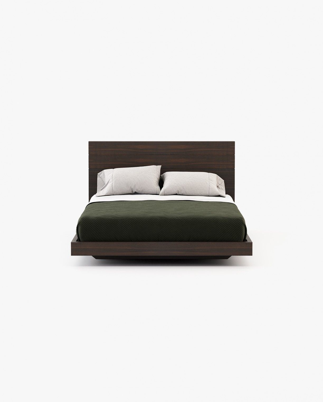 Laskasas USO Bed & Headboard Smoked Eucalyptus Veneer Matte - Araco Interiors