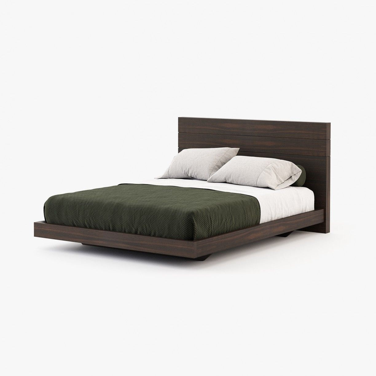 Laskasas USO Bed & Headboard Smoked Eucalyptus Veneer Matte - Araco Interiors