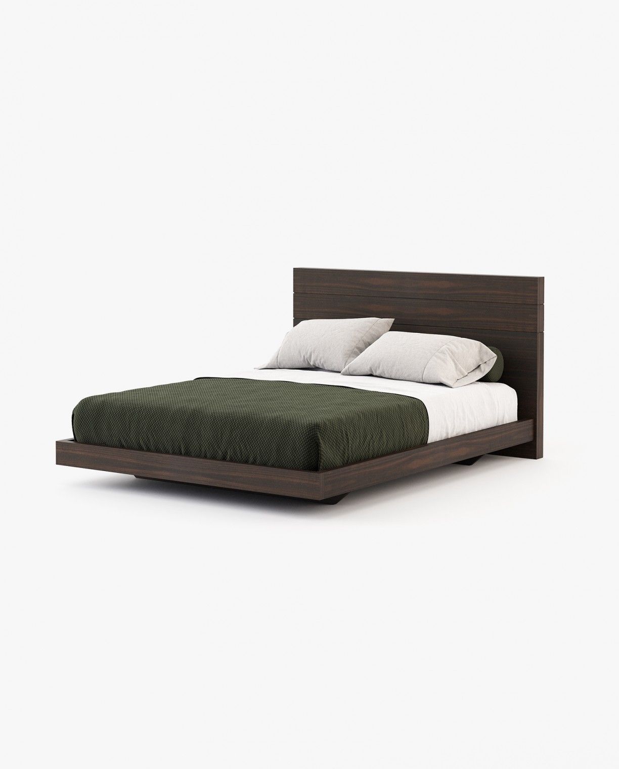 Laskasas USO Bed & Headboard Smoked Eucalyptus Veneer Matte - Araco Interiors