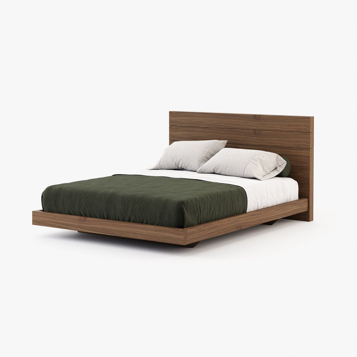 Laskasas USO Bed & Headboard Walnut Veneer Matte - Araco Interiors