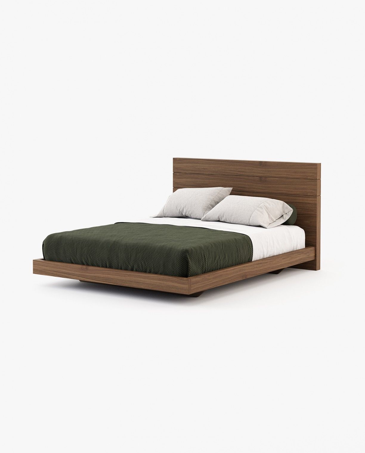 Laskasas USO Bed & Headboard Walnut Veneer Matte - Araco Interiors