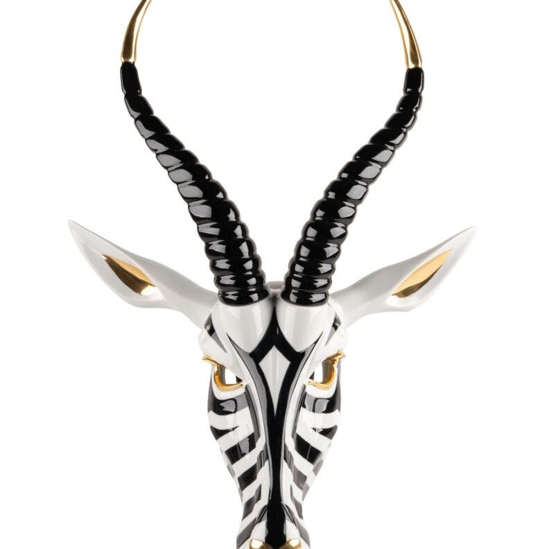 Lladro Antelope Mask Black & Gold - Araco Interiors