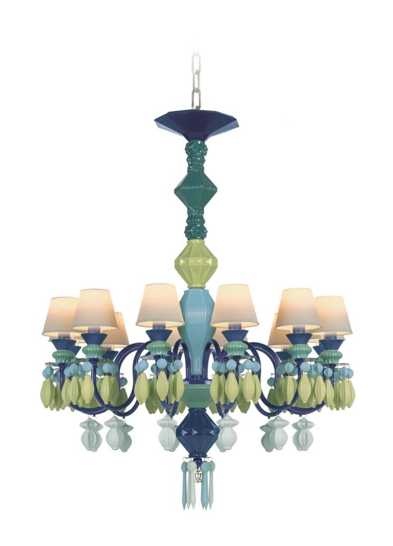 Lladro Belle De Nuit 12 Lights Chandelier Green - Araco Interiors