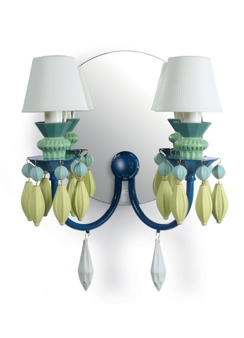 Lladro Belle De Nuit 2 Lights Wall Light Sconce Green - Araco Interiors