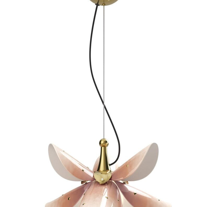Lladro Blossom Hanging Lamp. Pink and Golden Luster. (CE/UK/CCC) - Araco Interiors