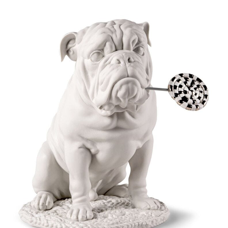 Lladro Bulldog with lollipop (Re - Deco) White - Araco Interiors